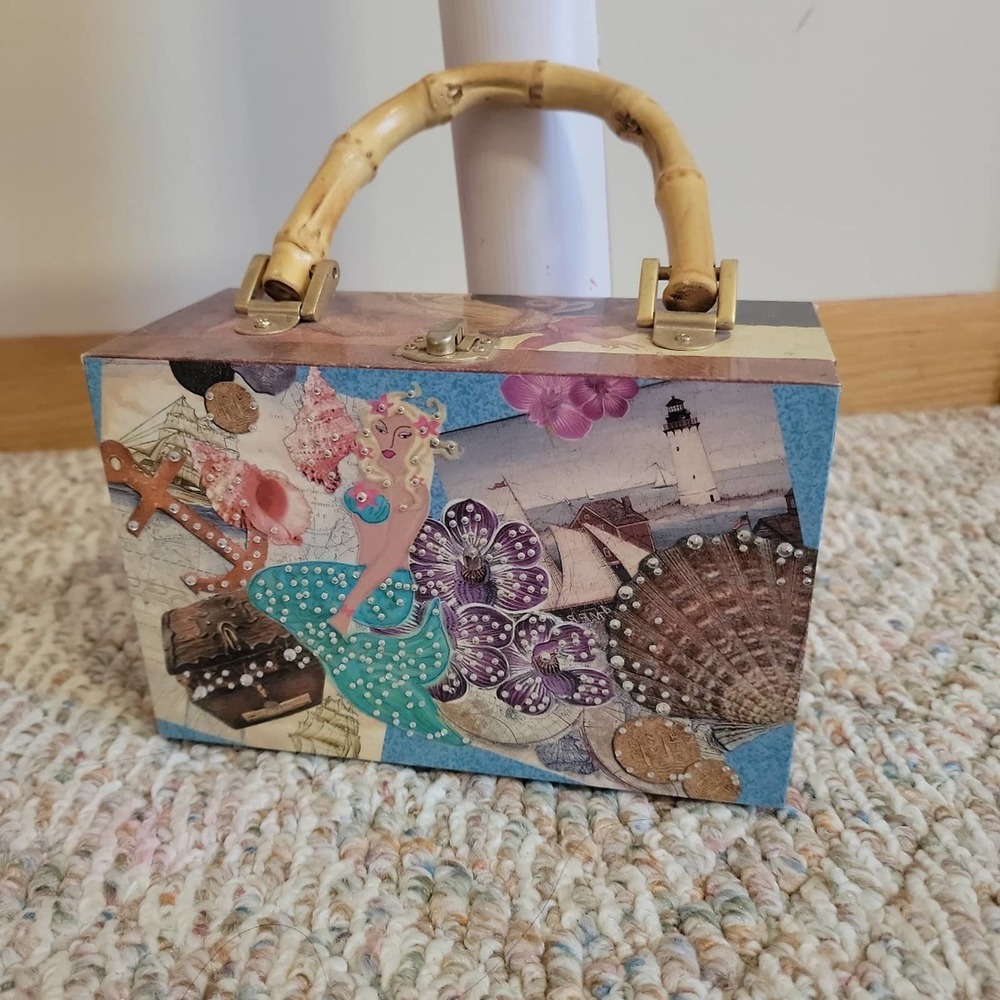 Mermaid Lost Treasures Box Purse Handbag Cosmetic Trunk Bag